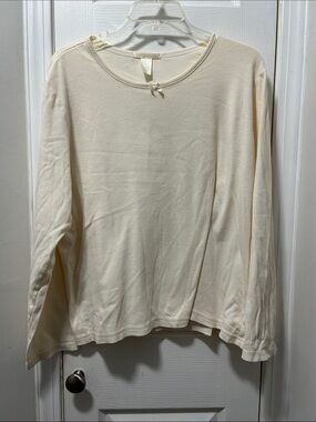Eddie Bauer Cream Long Sleeve Crewneck Top